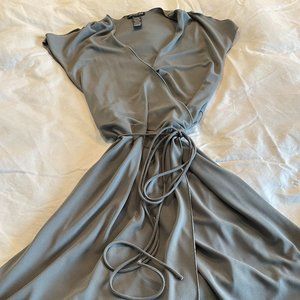 Kenneth Cole Womens Wrap Front Waist Tie Mini Dress Gray Size Small